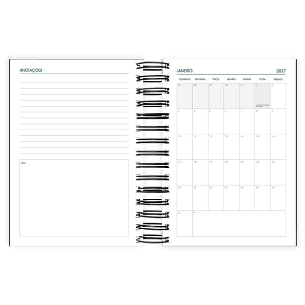 Agenda diária Brief preto 2027 2749041 Spiral Brf PT 1 UN