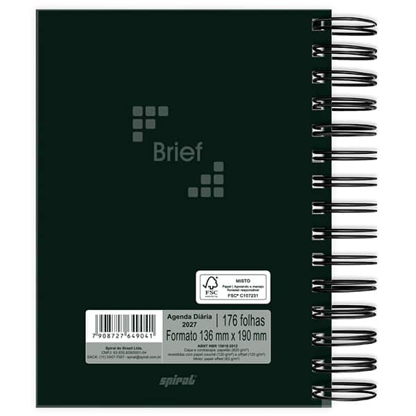 Agenda diária Brief preto 2027 2749041 Spiral Brf PT 1 UN