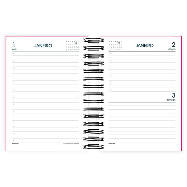 Agenda diária 2027 Brief, 176 folhas, Rosa, 2749058, Spiral Brf - PT 1 UN