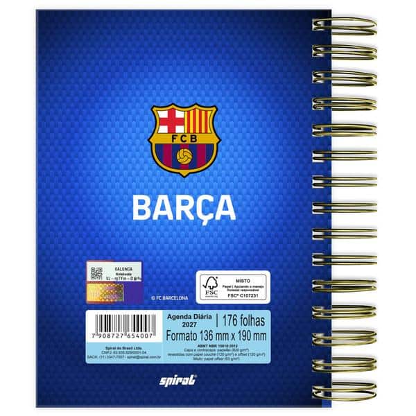 Agenda diária 2027, Barcelona F.C, 176 folhas, 2754007, Spiral Bc - PT 1 UN Agenda diária 2027, Barcelona F.C, 176 folhas, 2754007, Spiral Bc - PT 1 UN