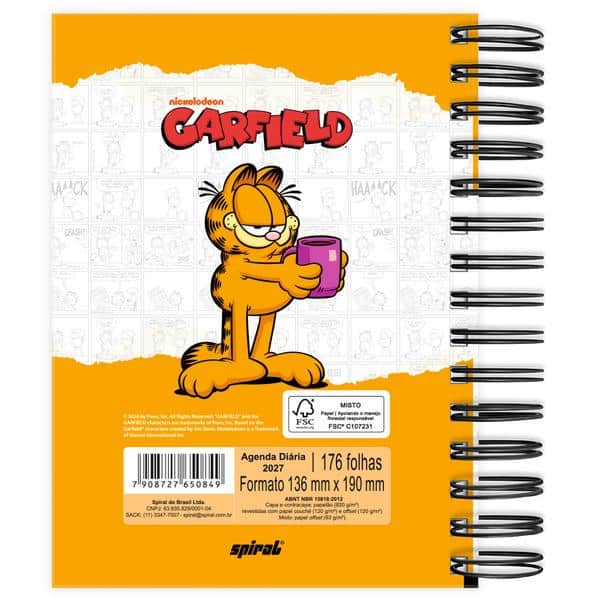 Agenda diária Garfield 2027 2750849 Spiral Gar PT 1 UN