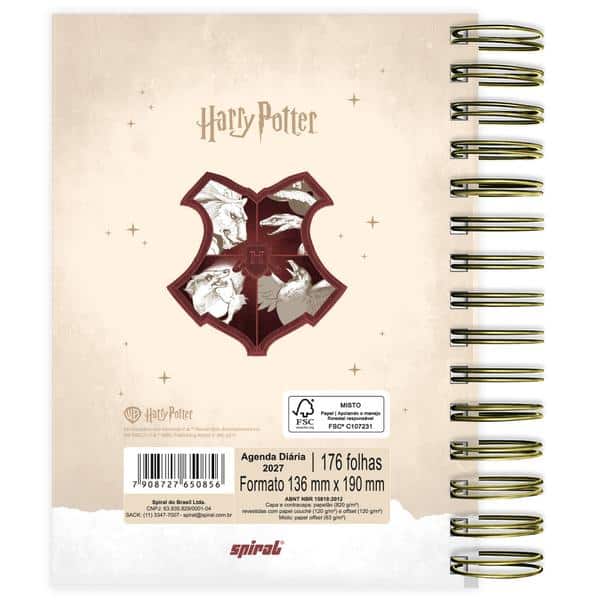 Agenda diária 2027, Harry Potter, 176 folhas, 2750856, Spiral Hpt - PT 1 UN Agenda diária 2027, Harry Potter, 176 folhas, 2750856, Spiral Hpt - PT 1 UN