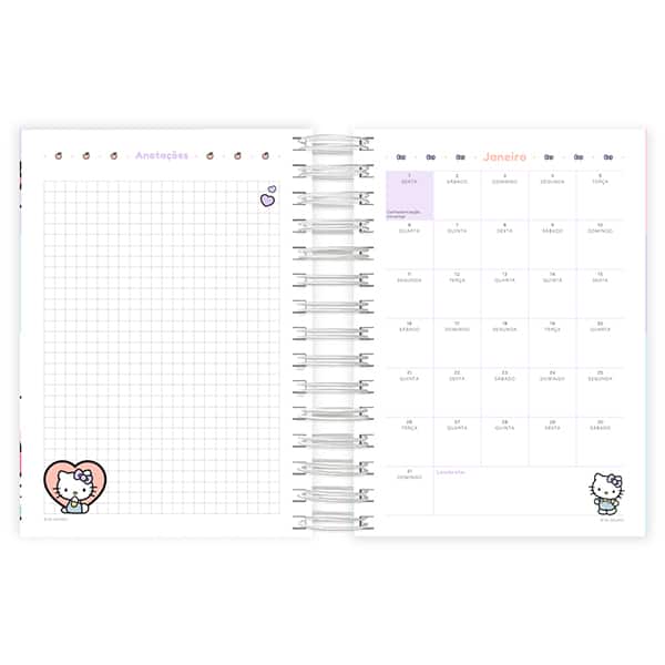 Agenda diária 2027, Hello Kitty, 176 folhas, 2750870, Spiral Hki - PT 1 UN