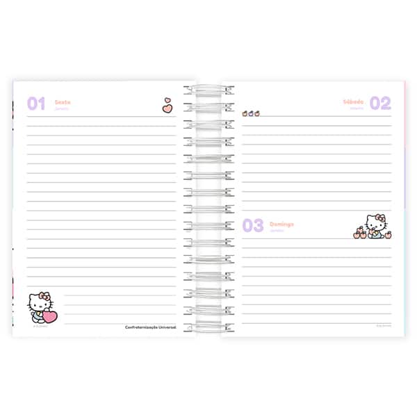 Agenda diária 2027, Hello Kitty, 176 folhas, 2750870, Spiral Hki - PT 1 UN