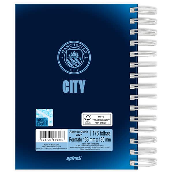 Agenda diária Manchester City 2027 2750887 Spiral Mc PT 1 UN Agenda diária Manchester City 2027 2750887 Spiral Mc PT 1 UN