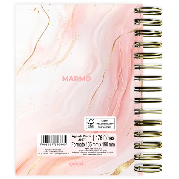 Agenda diária Marmo 2027 2750665 Spiral Mrm PT 1 UN