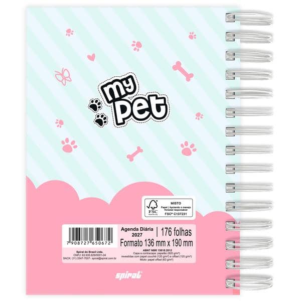 Agenda diária My Pet 2027 2750672 Spiral Pet PT 1 UN