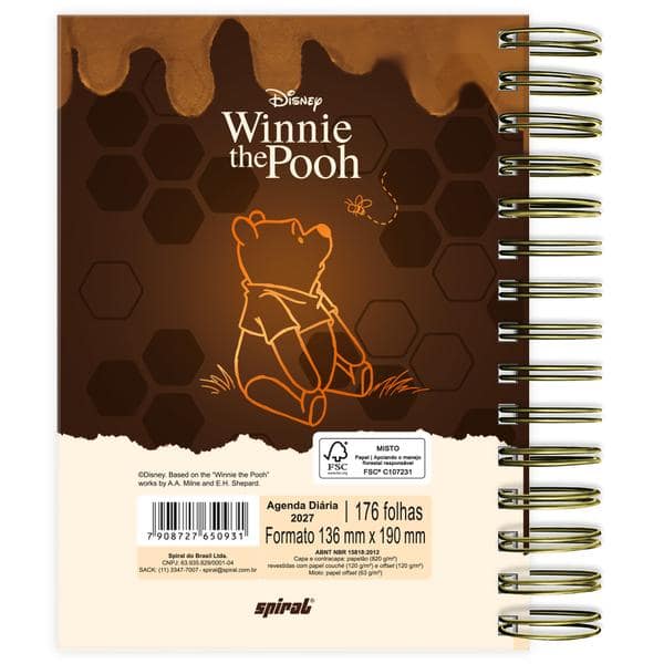Agenda diária espi 136mmx190mm Pooh 2027 2750931 Spiral Pooh PT 1 UN Agenda diária espi 136mmx190mm Pooh 2027 2750931 Spiral Pooh PT 1 UN