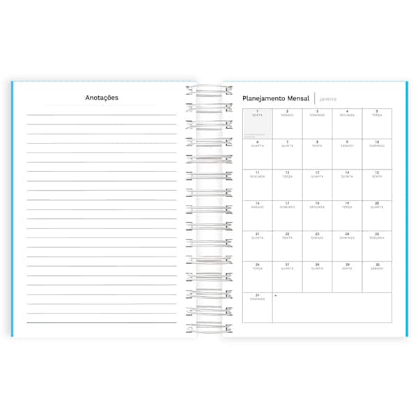 Agenda diária 2027, Soothing, Azul, 176 folhas, fechamento em elástico, 2749119, Spiral Soot - PT 1 UN