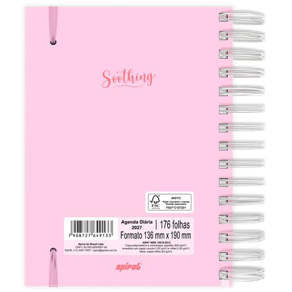 Agenda diária 2027, Soothing Rosa, 176 folhas, fechamento em elástico, 2749133, Spiral Soot - PT 1 UN Agenda diária 2027, Soothing Rosa, 176 folhas, fechamento em elástico, 2749133, Spiral Soot - PT 1 UN