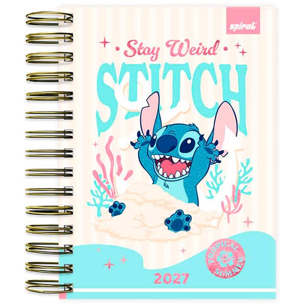 Agenda diária 2027, Stitch, 176 folhas, 2750962, Spiral Ds - PT 1 UN