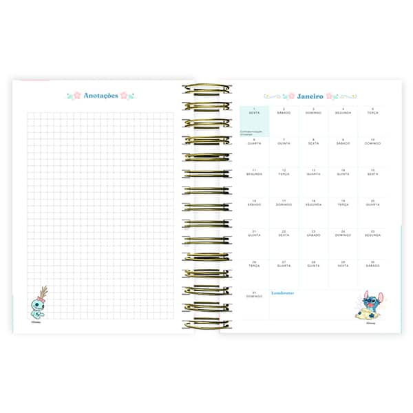 Agenda diária 2027, Stitch, 176 folhas, 2750962, Spiral Ds - PT 1 UN