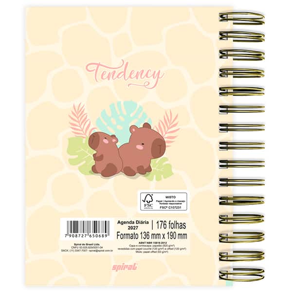 Agenda diária Capivara 2027 2750689 Spiral Ten PT 1 UN