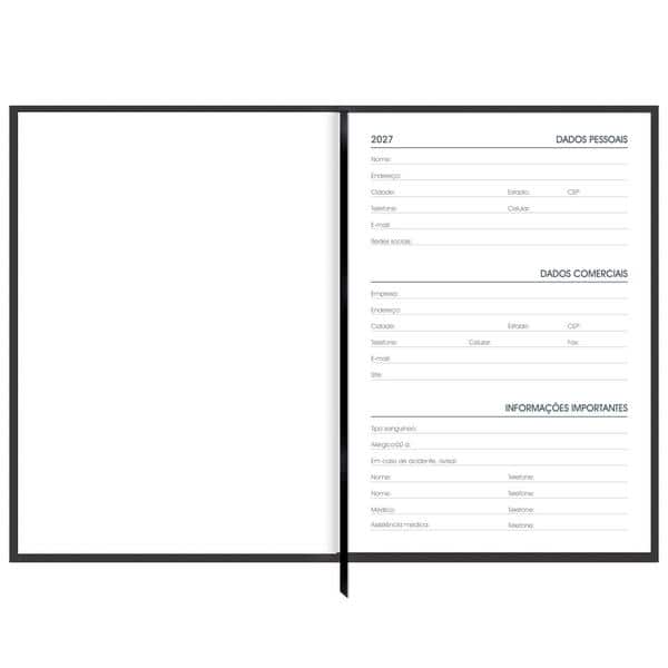 Agenda diária costurada 2027, Brief Executive, 176 folhas, Preta, 2749164, Spiral Brf Ex - PT 1 UN