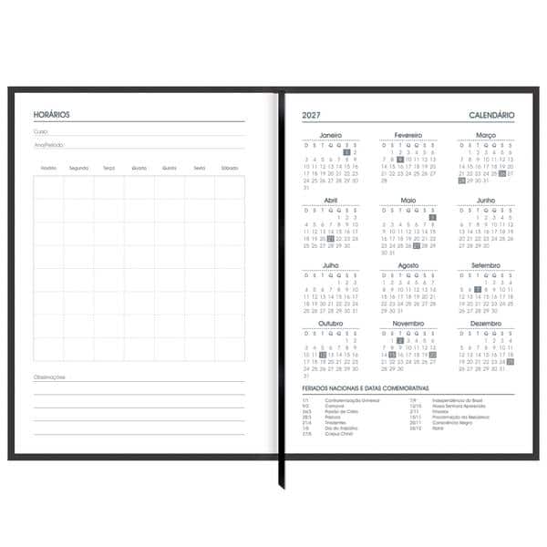 Agenda diária costurada 2027, Brief Executive, 176 folhas, Preta, 2749164, Spiral Brf Ex - PT 1 UN