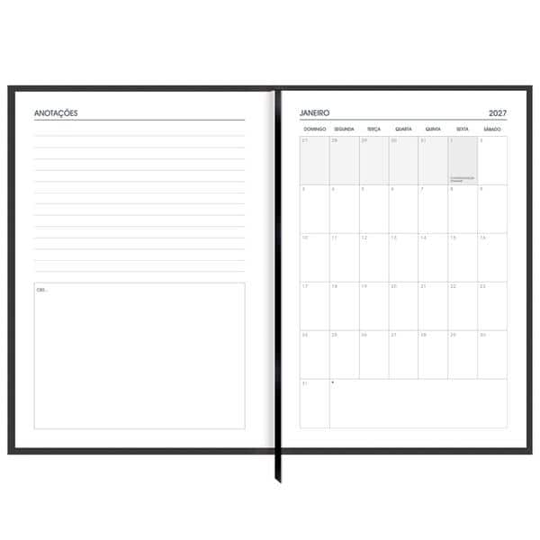 Agenda diária costurada 2027, Brief Executive, 176 folhas, Preta, 2749164, Spiral Brf Ex - PT 1 UN