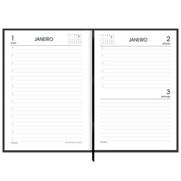 Agenda diária costurada 2027, Brief Executive, 176 folhas, Preta, 2749164, Spiral Brf Ex - PT 1 UN