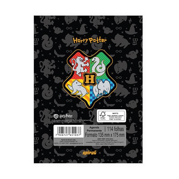 Agenda escolar permanente, Harry Potter Charms, 114 folhas, 2751037, Spiral Hpc - PT 1 UN Agenda escolar permanente, Harry Potter Charms, 114 folhas, 2751037, Spiral Hpc - PT 1 UN