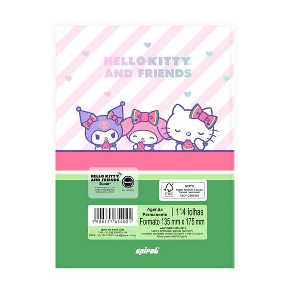 Agenda escolar permanente, Hello Kitty e Amigos, 114 folhas, 2754021, Spiral Hka - PT 1 UN Agenda escolar permanente, Hello Kitty e Amigos, 114 folhas, 2754021, Spiral Hka - PT 1 UN