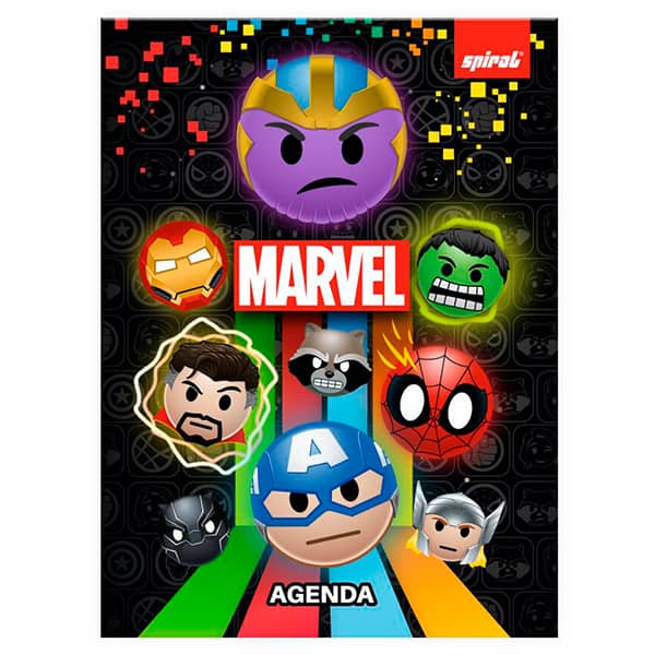 Agenda escolar permanente, Marvel Emoji, 114 folhas, 2751068, Spiral Mve - PT 1 UN Agenda escolar permanente, Marvel Emoji, 114 folhas, 2751068, Spiral Mve - PT 1 UN