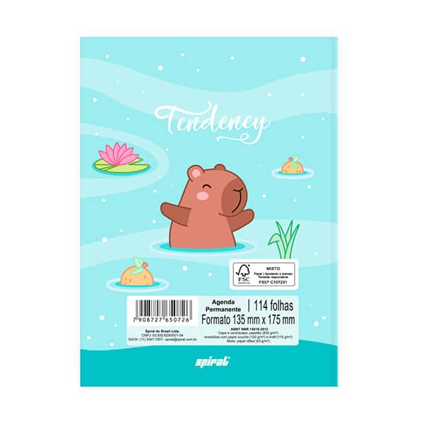 Agenda escolar permanente, Capivara, 114 folhas, 2750726, Spiral Ten - PT 1 UN Agenda escolar permanente, Capivara, 114 folhas, 2750726, Spiral Ten - PT 1 UN