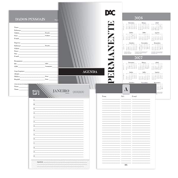 Agenda Permanente Marrom, 388 páginas, 134mm x 190mm, 4547, DAC - PT 1 UN