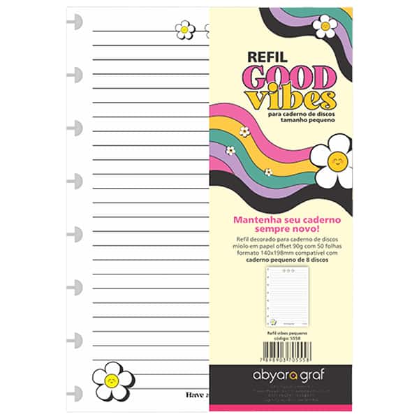 Refil para Caderno de Discos P, 50 Folhas, Vibes Florido, 5558, Abyara - PT 1 UN Refil para Caderno de Discos P, 50 Folhas, Vibes Florido, 5558, Abyara - PT 1 UN