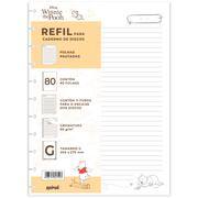 Refil para Caderno de Disco Tamanho G (200×275 mm) com 80 Folhas Pautadas, Ursinho Pooh, Gramatura 90g, 2647443, Spiral Pooh - PT 1 UN