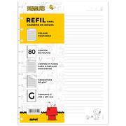 Refil para Caderno de Disco Tamanho G (200×275 mm) com 80 Folhas Pautadas, Snoopy, Gramatura 90g, 2647429, Spiral Sno - PT 1 UN