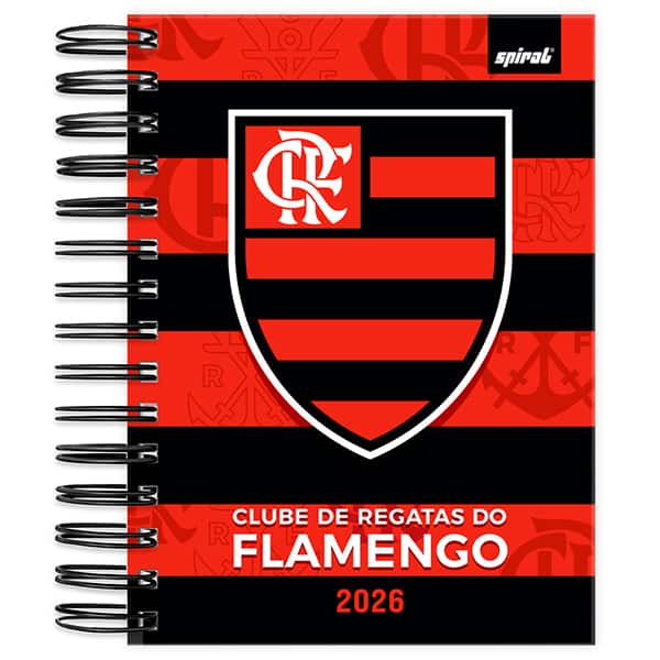 Agenda diária 2026, Flamengo, 176 folhas, 2637185, Spiral - PT 1 UN