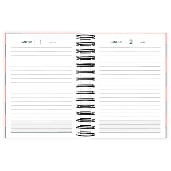 Agenda diária 2026, Flamengo, 176 folhas, 2637185, Spiral - PT 1 UN