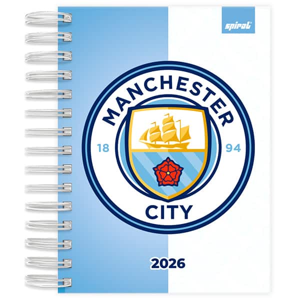 Agenda diária 2026, Manchester City, 176 folhas, 2637192, Spiral - PT 1 UN