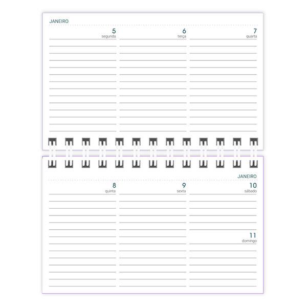 Agenda de bolso semanal Soothing 2026, 64 folhas, Lilás, Spiral Soot - PT 1 UN