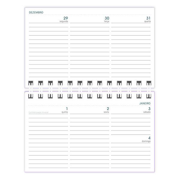 Agenda de bolso semanal Soothing 2026, 64 folhas, Lilás, Spiral Soot - PT 1 UN