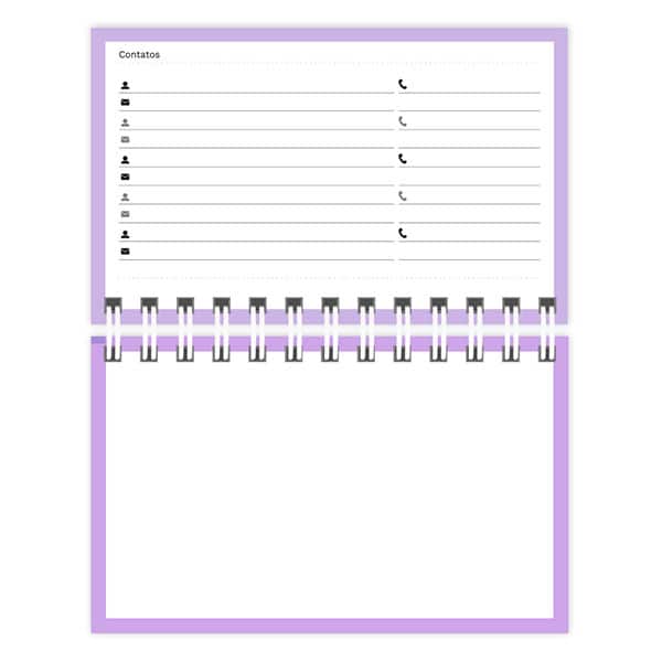 Agenda de bolso semanal Soothing 2026, 64 folhas, Lilás, Spiral Soot - PT 1 UN
