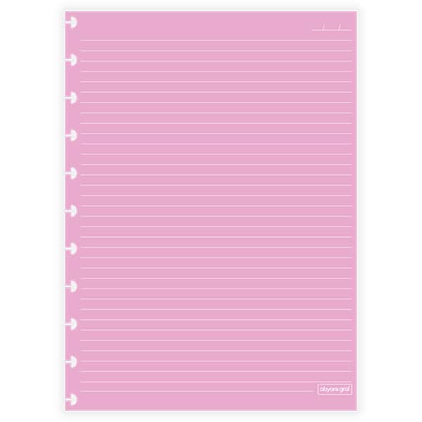 Refil para caderno de discos G, 50 folhas pautadas, Rosa, 4001, Abyara - PT 1 UN