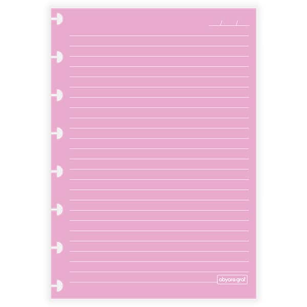 Refil para caderno de discos P, 50 folhas pautadas, Rosa, 4049, Abyara - PT 1 UN