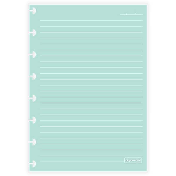 Refil para caderno de discos P, 50 folhas pautadas, Verde, 4056, Abyara - PT 1 UN