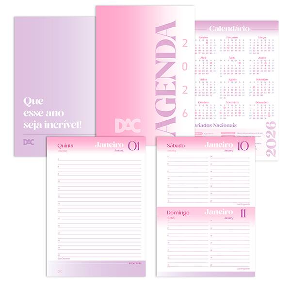Agenda diária 2026, Azul e Rosa, 336 páginas, A5, 4519, DAC - PT 1 UN