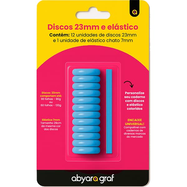 Disco para caderno smart com elástico, 23mm, Azul, 1130, Abyara - BT 12 UN