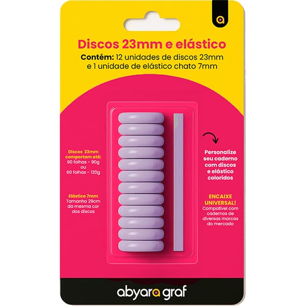Disco para caderno smart com elástico, 23mm, Lilás, 1154, Abyara - BT 12 UN