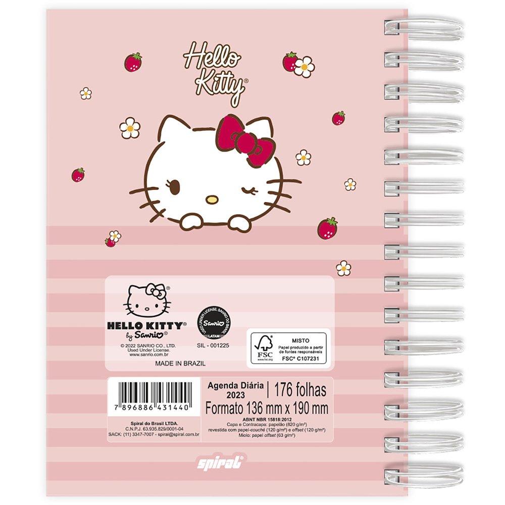 Agenda diária Hello Kitty 2023, 176 folhas, 2331440, Spiral Hki PT 1