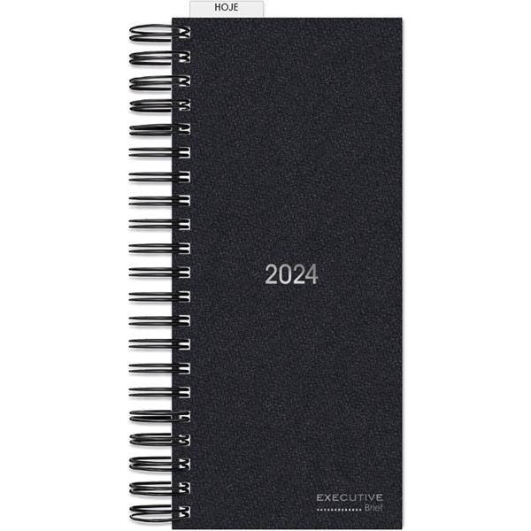 Agenda Comercial 2024 Brief Executive Preto Metálico 119x275mm Spiral ...
