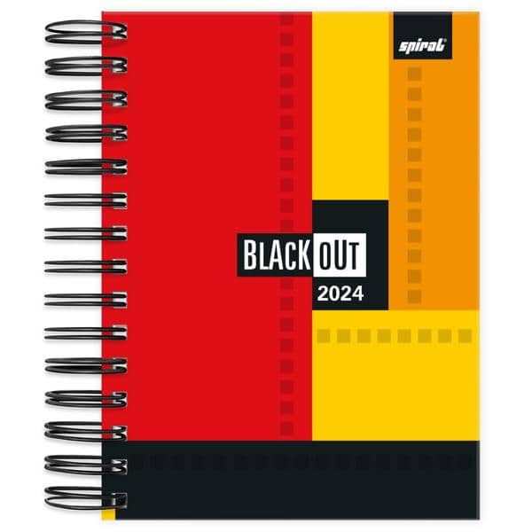 Agenda Diária Black Out 2024, 176 Folhas, Vermelha, 2487829, Spiral Blk ...