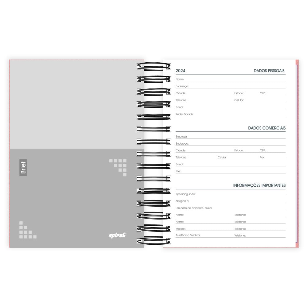 Agenda Diária 2024 Brief Executive Rosa Spiral - PT 1 UN - Suprimentos para  Escritório - Kalunga