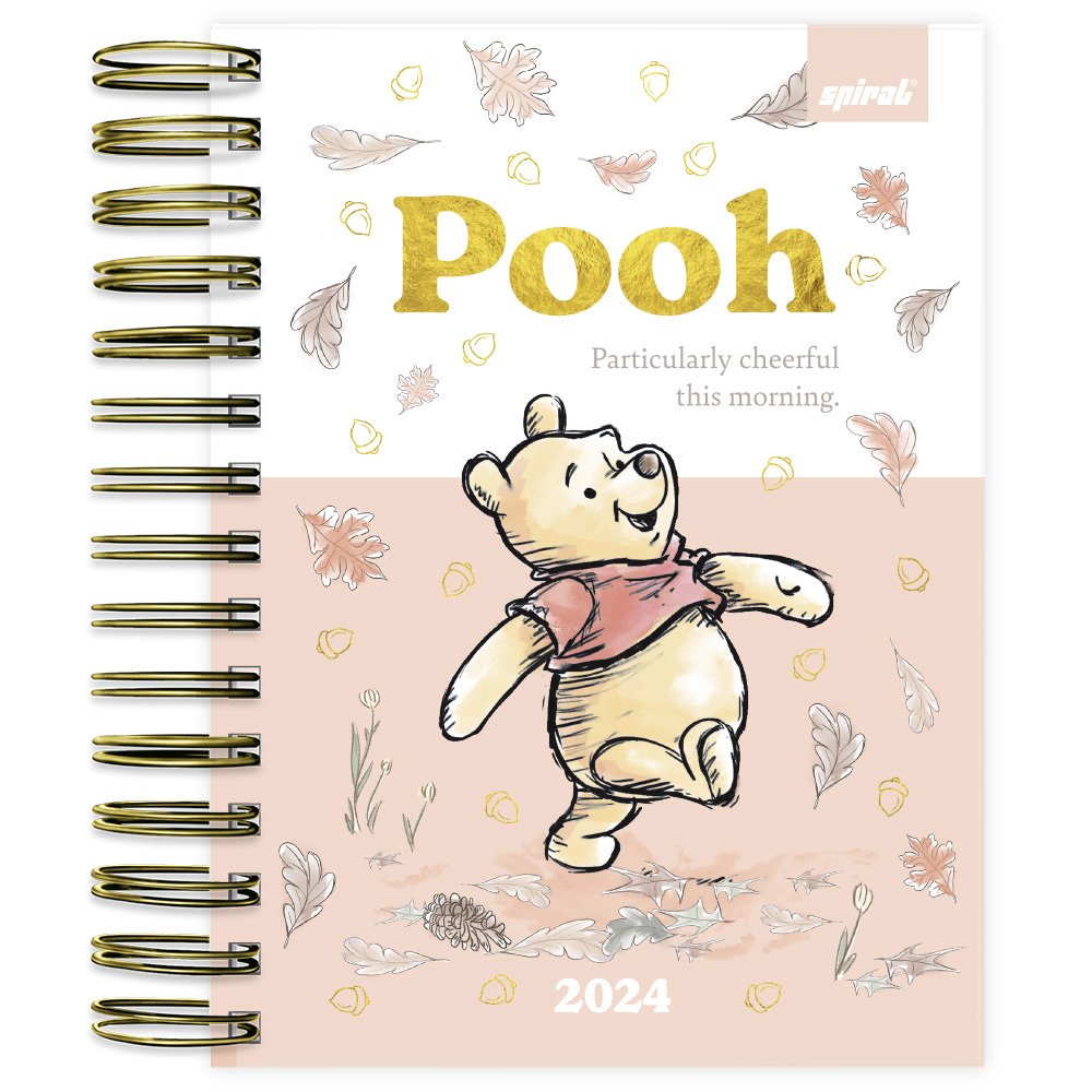 Agenda diária, Pooh, 2024, 176 folhas, 2489564, Spiral Pooh PT 1 UN