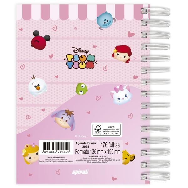 Agenda diária Tsum Tsum, 2024, 176 folhas, 2489649, Spiral Tsum - PT 1