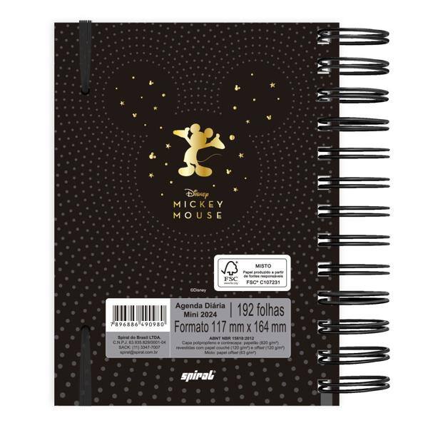 Agenda Diária Mini 2024 Disney Mickey PP Spiral - PT 1 UN