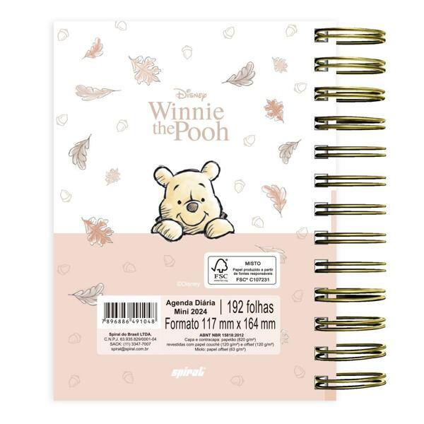 Agenda Diária Mini 2024 Disney Pooh Spiral - PT 1 UN