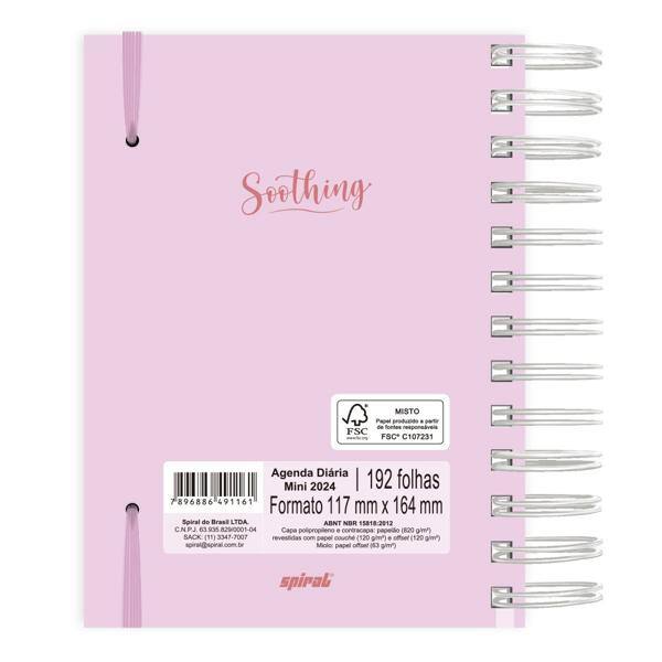 Agenda Diária Mini 2024 Soothing Rosa Spiral - PT 1 UN